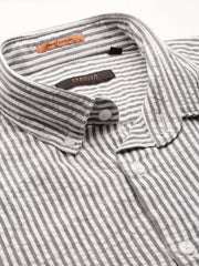 Men White Striped Casual Casual Shirts-JUBASTRIPE-071-White