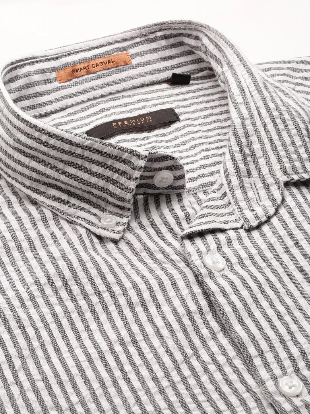 White Striped Mens Shirt - Cotton Casual Shirt | DesiQlo