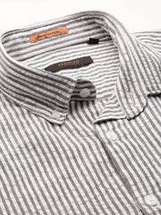 Men White Striped Casual Casual Shirts-JUBASTRIPE-071-White