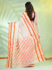 Navy Blue Cotton Saree With Geomatric Patterns-MA66BCT43830037