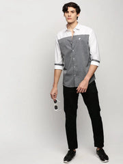 Men Grey Colourblock Casual Casual Shirts-WEBSTRIPE-5465-Grey