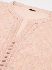 Women's Pink Embroidered Kurta SetKC-3334-Peach