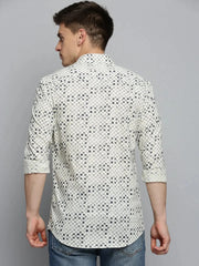 Men Cream Printed Casual Shirt-BENSEEPRINT-1993-Cream