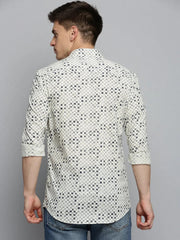 Men Cream Printed Casual Shirt-BENSEEPRINT-1993-Cream