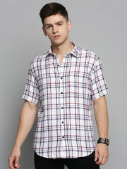Men White Checked Casual Shirt-MAYACHECKS-4402-White