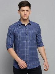 Men Blue Checked Casual Shirt-DALTONCHECKS-4097-Blue