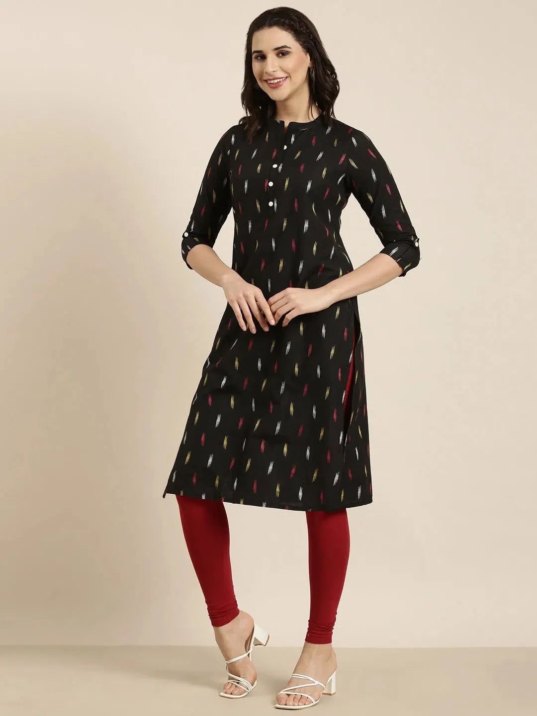Women's Black Geometric Kurta - Stylish Indian Kurtas Online