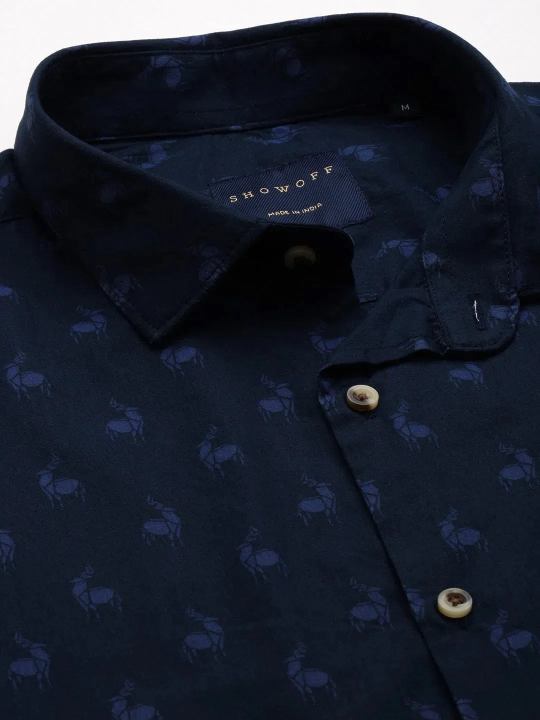 Men's Navy Printed Shirt - Stylish Cotton Casual Shirt