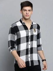 Men White Checked Casual Shirt-COLLINSCHECKS-4050-White