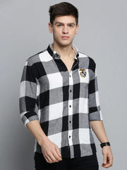Men White Checked Casual Shirt-COLLINSCHECKS-4050-White