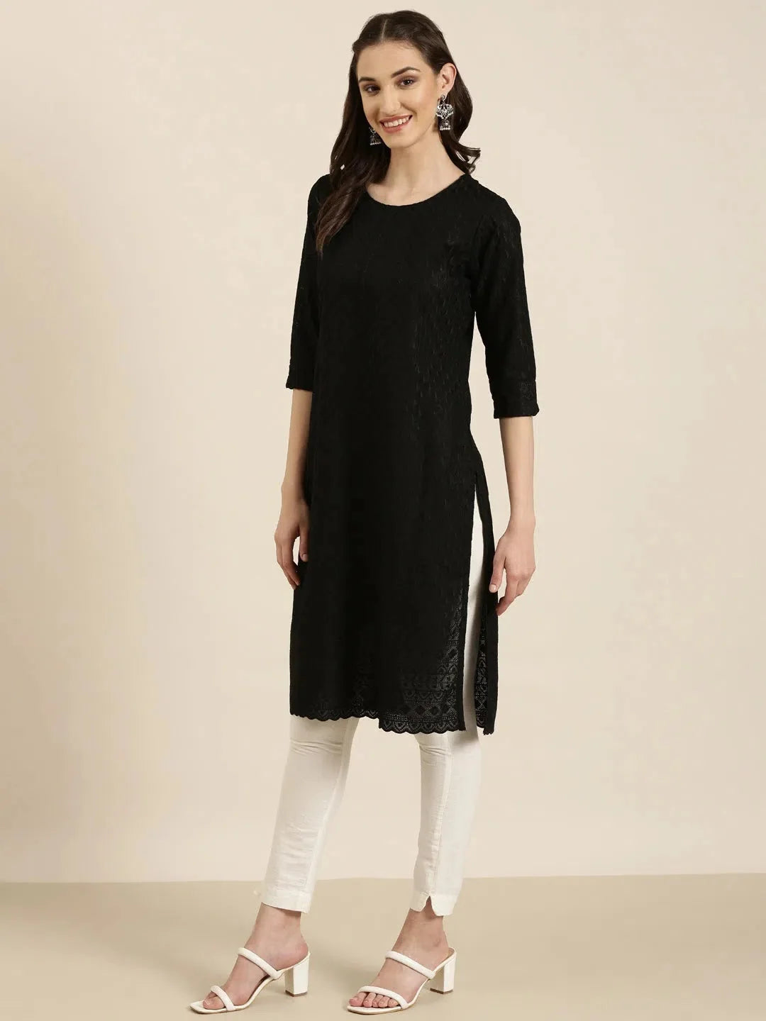 Black Solid Indian Kurta for Ladies | DesiQlo Kurtas