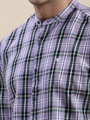Men Purple Checked Casual Shirt-LAVINIA-1161-Lavender