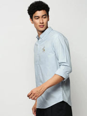 Men Blue Solid Casual Casual Shirts-BENINTWILL-5384-Blue