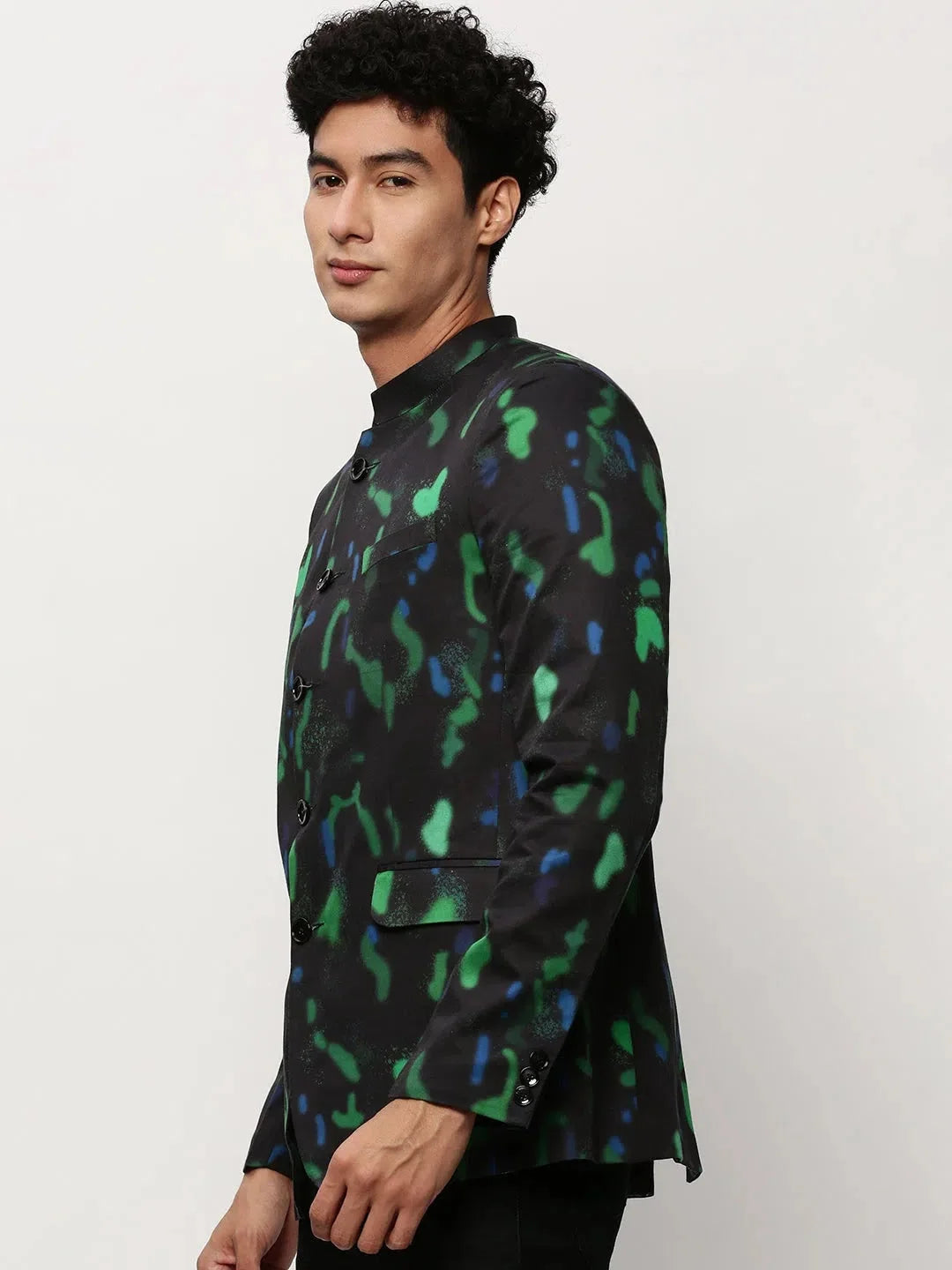 Black Printed Casual Blazer | Ethnic Nehru Jackets for Men