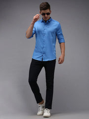 Men Blue Solid Casual Shirt-COOPERPLAINE-1625-Blue
