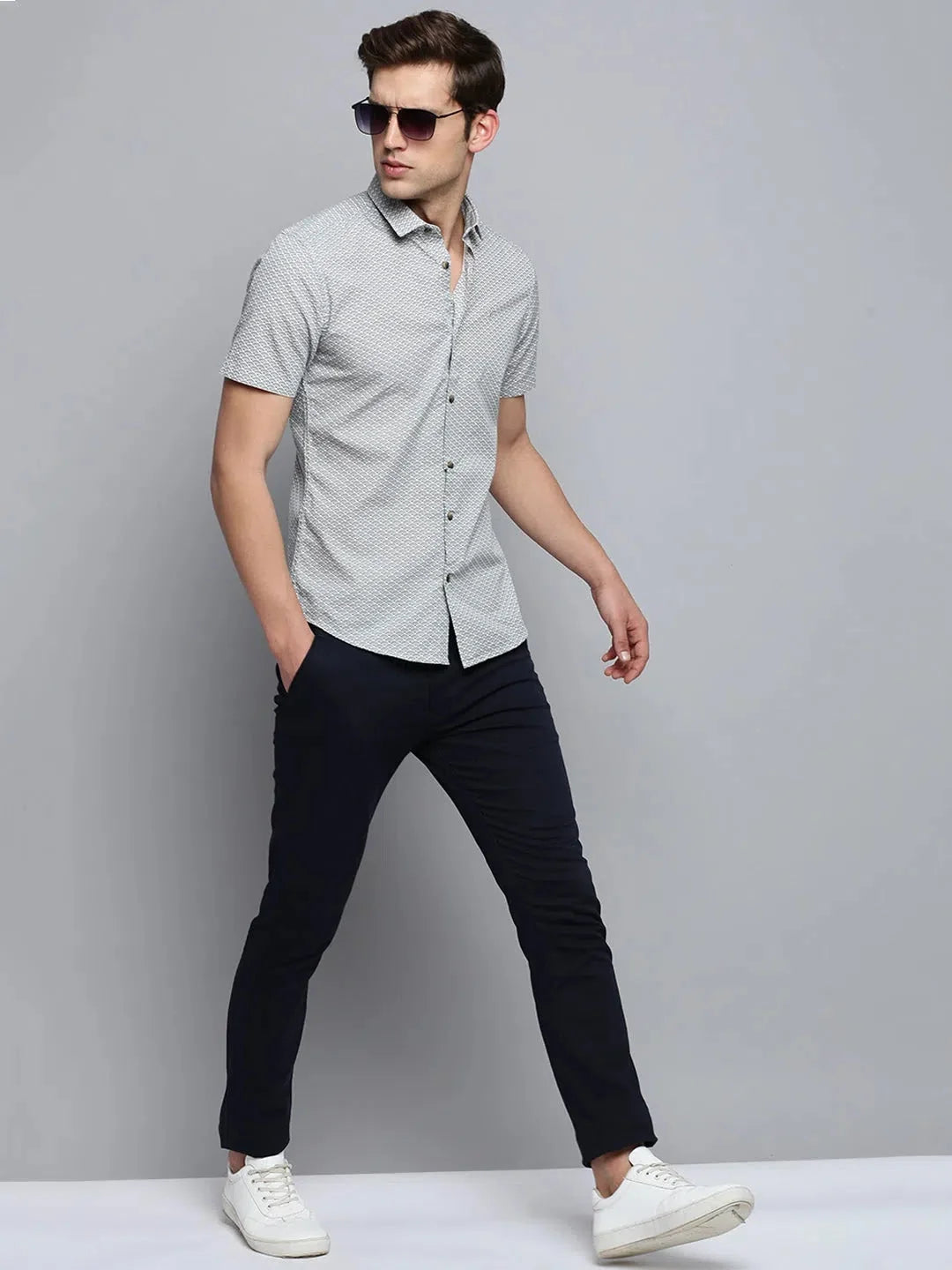 Charming White Printed Mens Shirt - Cotton Casual Shirt | DesiQlo