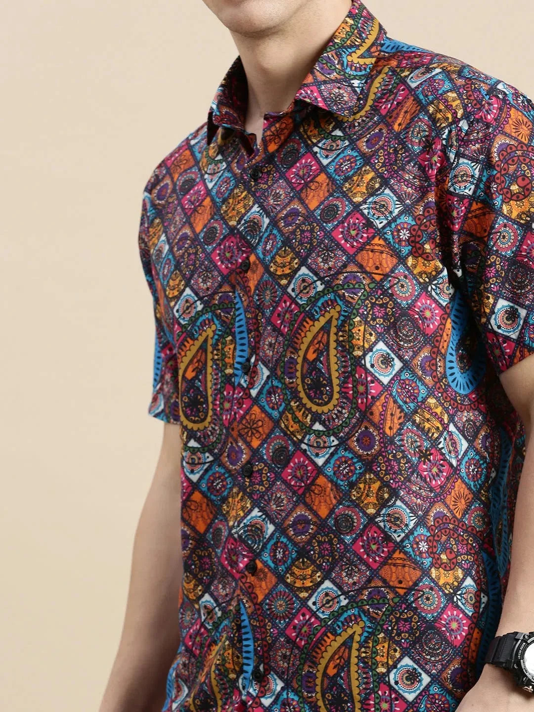 Multi Printed Mens Shirt - Ethnic Motifs Shirt | DesiQlo