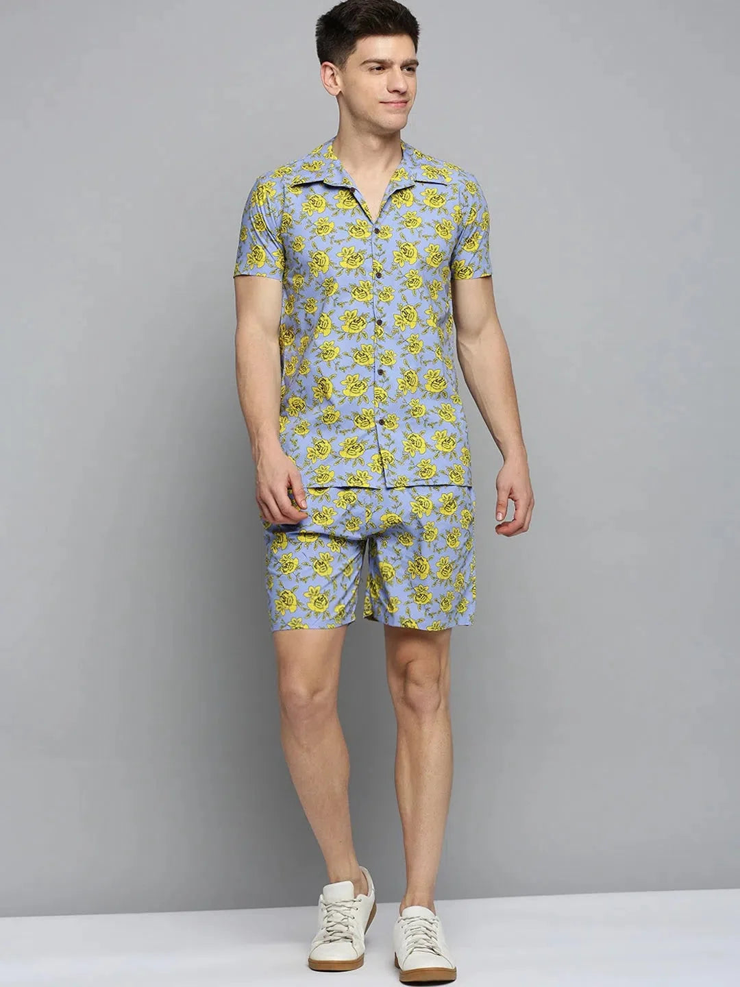 Men's Printed Casual Co Ord Set - Purple Two Piece Sets