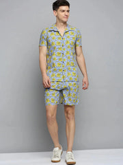 Men Purple Printed Casual Co ord Set-AM-66-16-Lavender