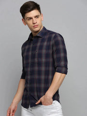 Men Navy Checked Casual Shirt-DALTONCHECKS-4106-Navyblue