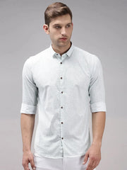 Men White Printed Casual Shirt-EASTIONPRINT-1434-White