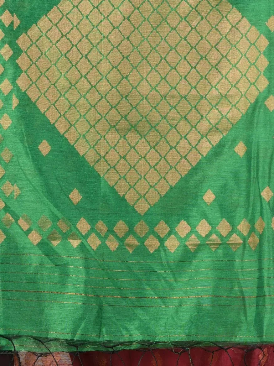Green Geometric Cotton Saree | Indian Sarees