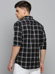 Men Black Checked Casual Shirt-DALTONCHECKS-4079-Black