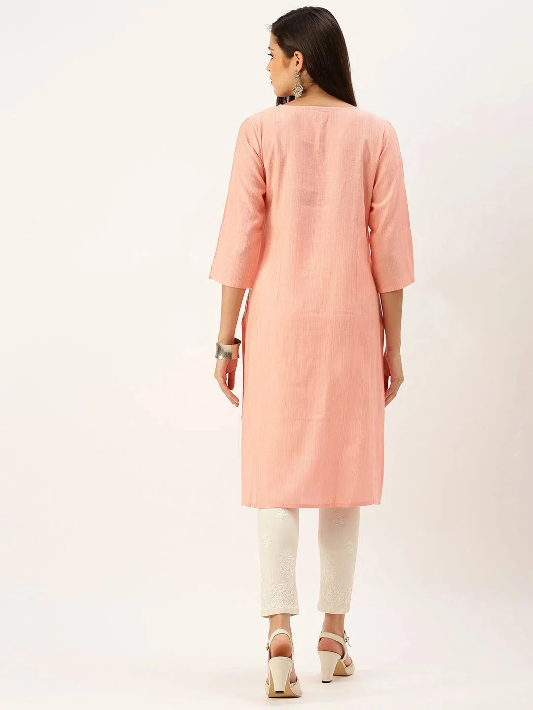 Peach Cotton Kurta - Solid Indian Kurta for Women Online