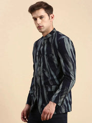 Men Navy Printed Party Blazer-SOBLZ-79-19-Navyblue