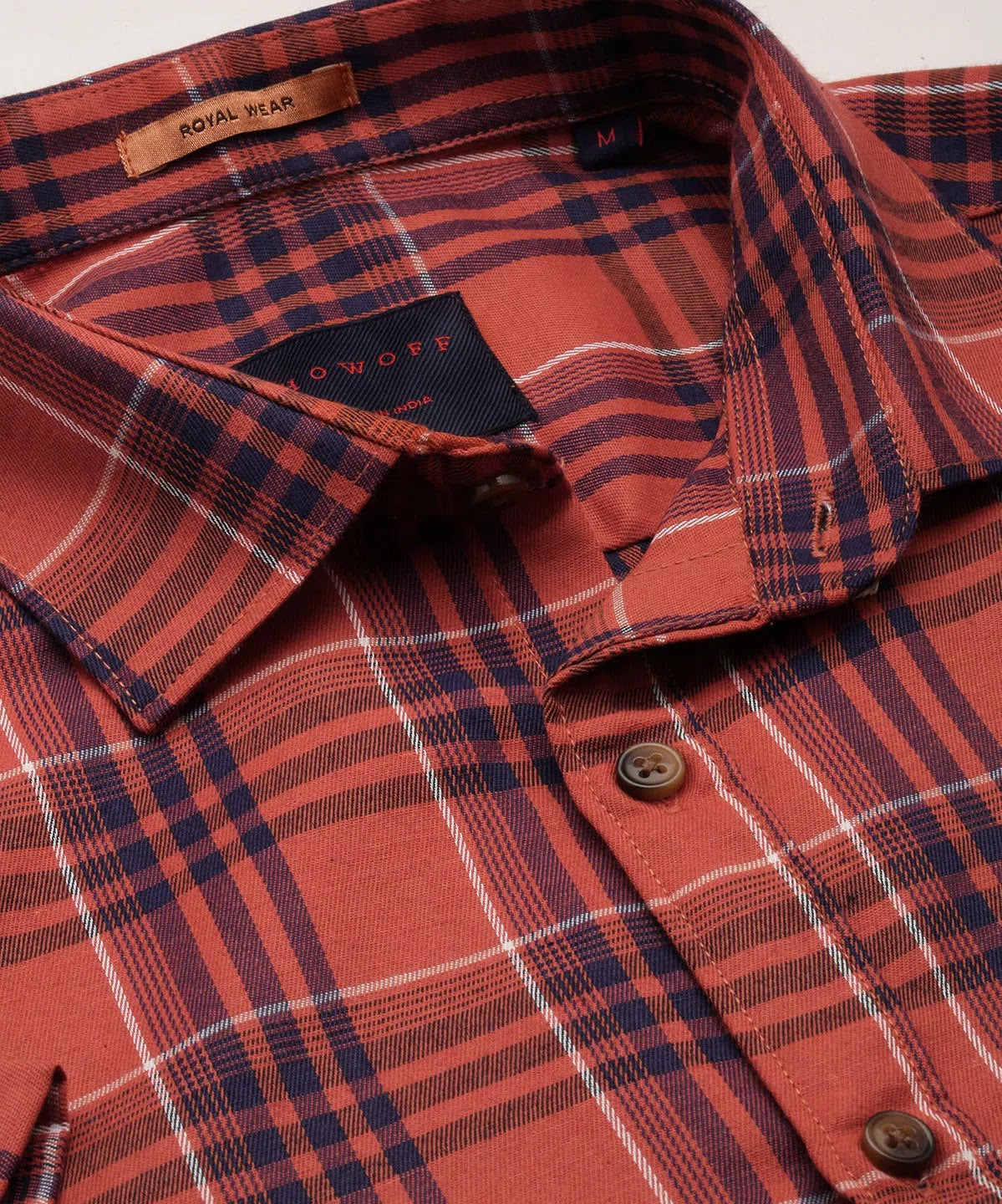 Rust Checked Cotton Mens Shirt - Casual Printed Shirt