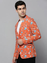 Men Coral Printed Blazer-SOBLZ-300-Coral