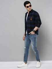 Men Blue Checked Casual Shirt-RUGGEDCHECKS-4179-Blue