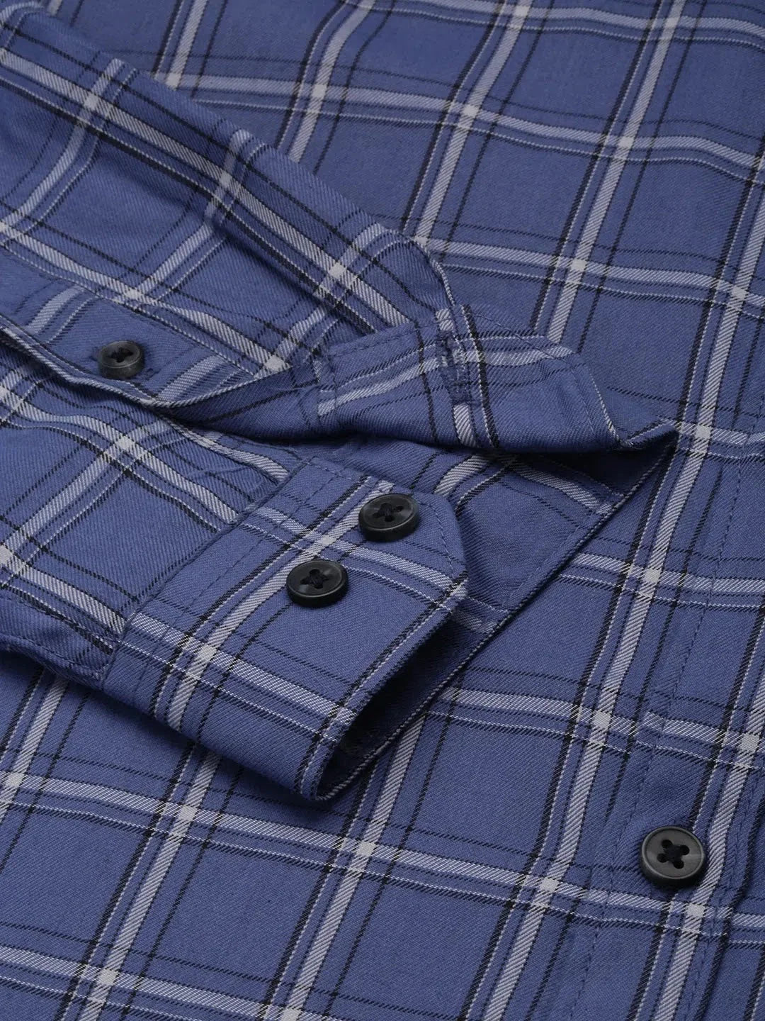 Blue Checked Mens Shirt | Stylish Cotton Formal Shirts