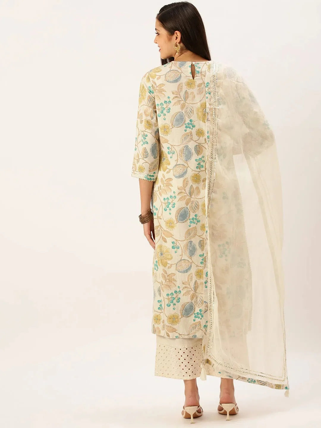 Off White Floral Kurta Set | Women's Cotton Kurta Sets