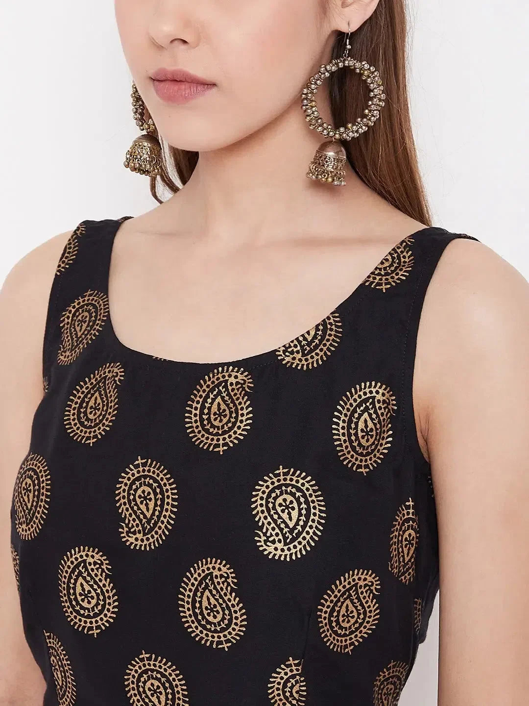 Black Crop Top & Palazzo Pants Set - Women's Rayon Comfort