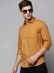 Men Khaki Solid Casual Shirt-PRO-ETWILL-4682-Khaki
