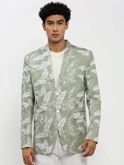 Men Green Printed Blazer-SOBLZ-84-1-Seagreen
