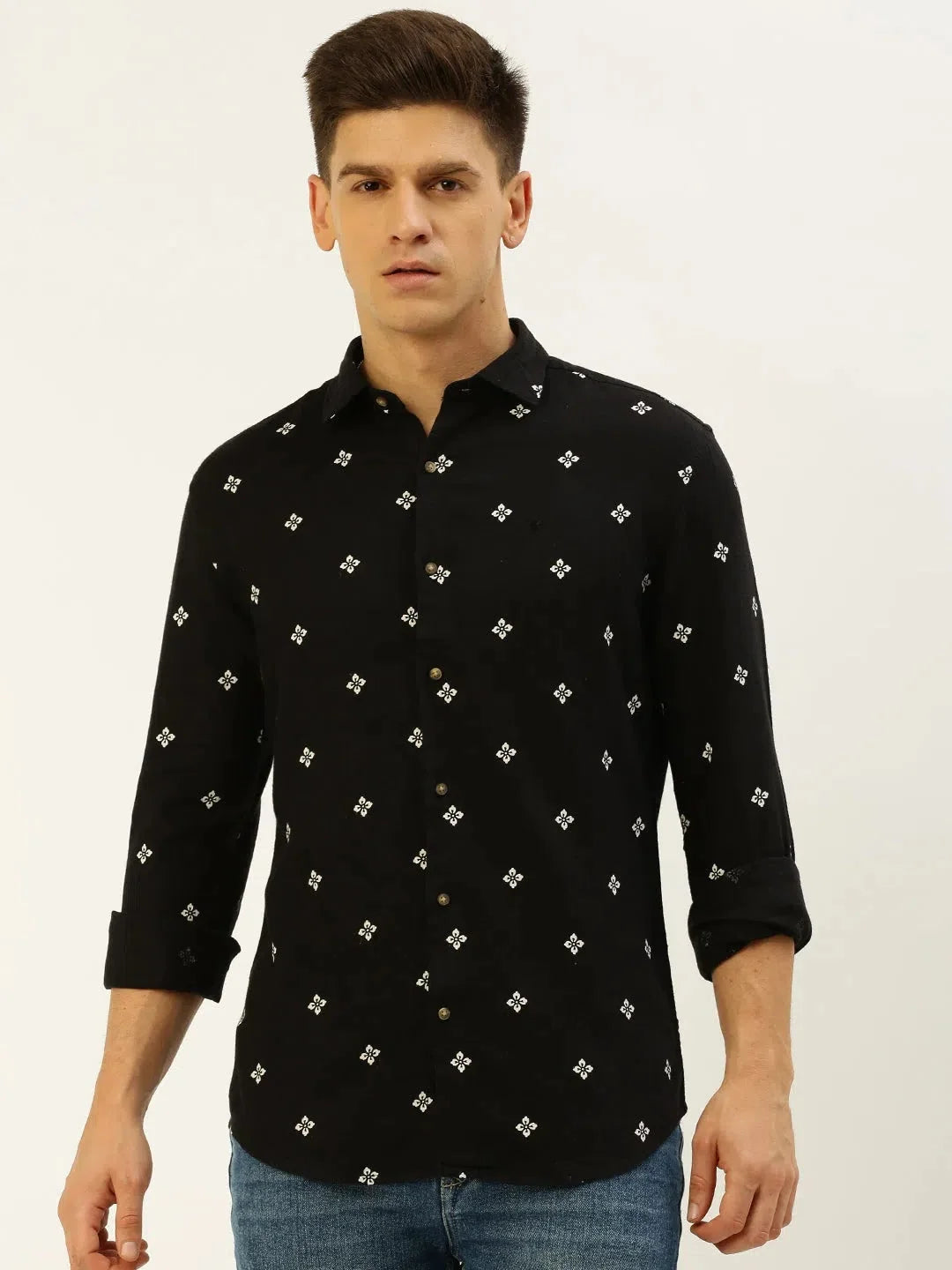 Men's Black Printed Linen Shirt | Stylish Casual Shirts
