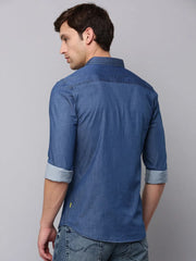 Men Navy Solid Casual Shirt-SUPERDENIM-3378-1-Navyblue