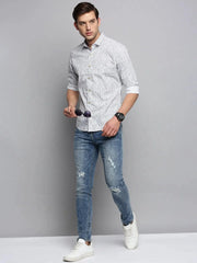 Men White Printed Casual Shirt-BRITANNICKPRINT-3017-White