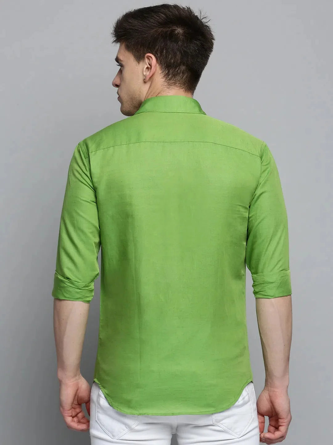 Elegant Green Cotton Mens Shirt - Solid Casual Shirt | DesiQlo