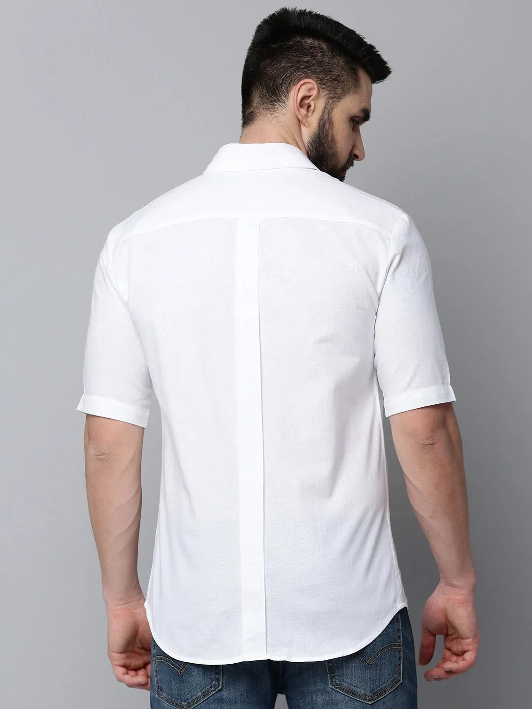 White Solid Mens Shirt - Casual Cotton Shirt | DesiQlo