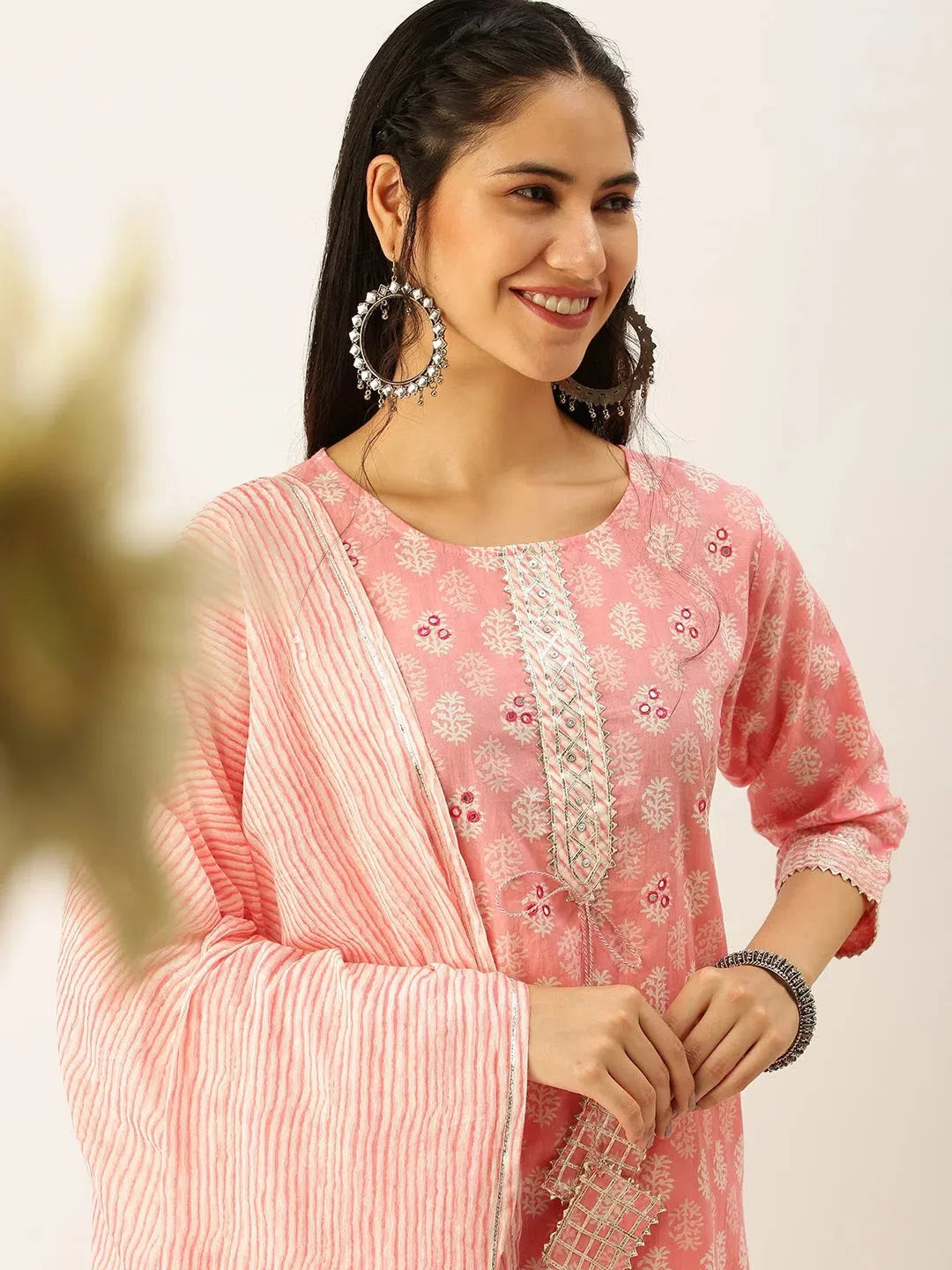 Pink Printed Women's Kurta Sets | Cotton Kurta Set