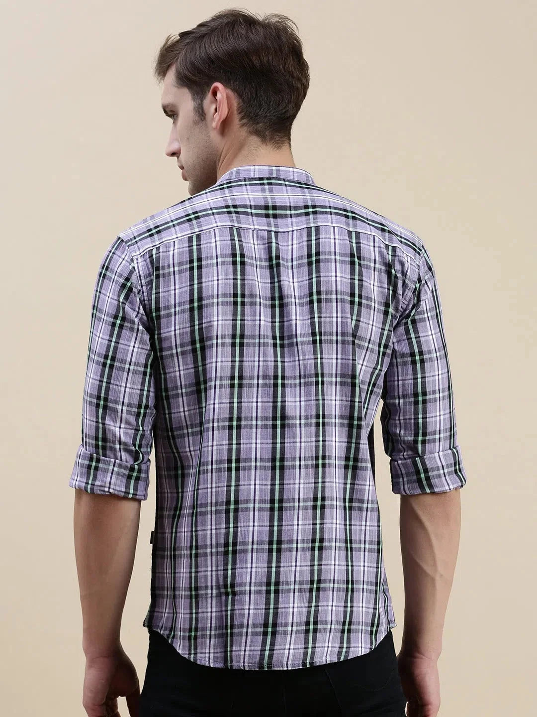 Purple Checked Mens Shirt - Casual Cotton Shirt for Men