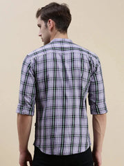 Men Purple Checked Casual Shirt-LAVINIA-1161-Lavender