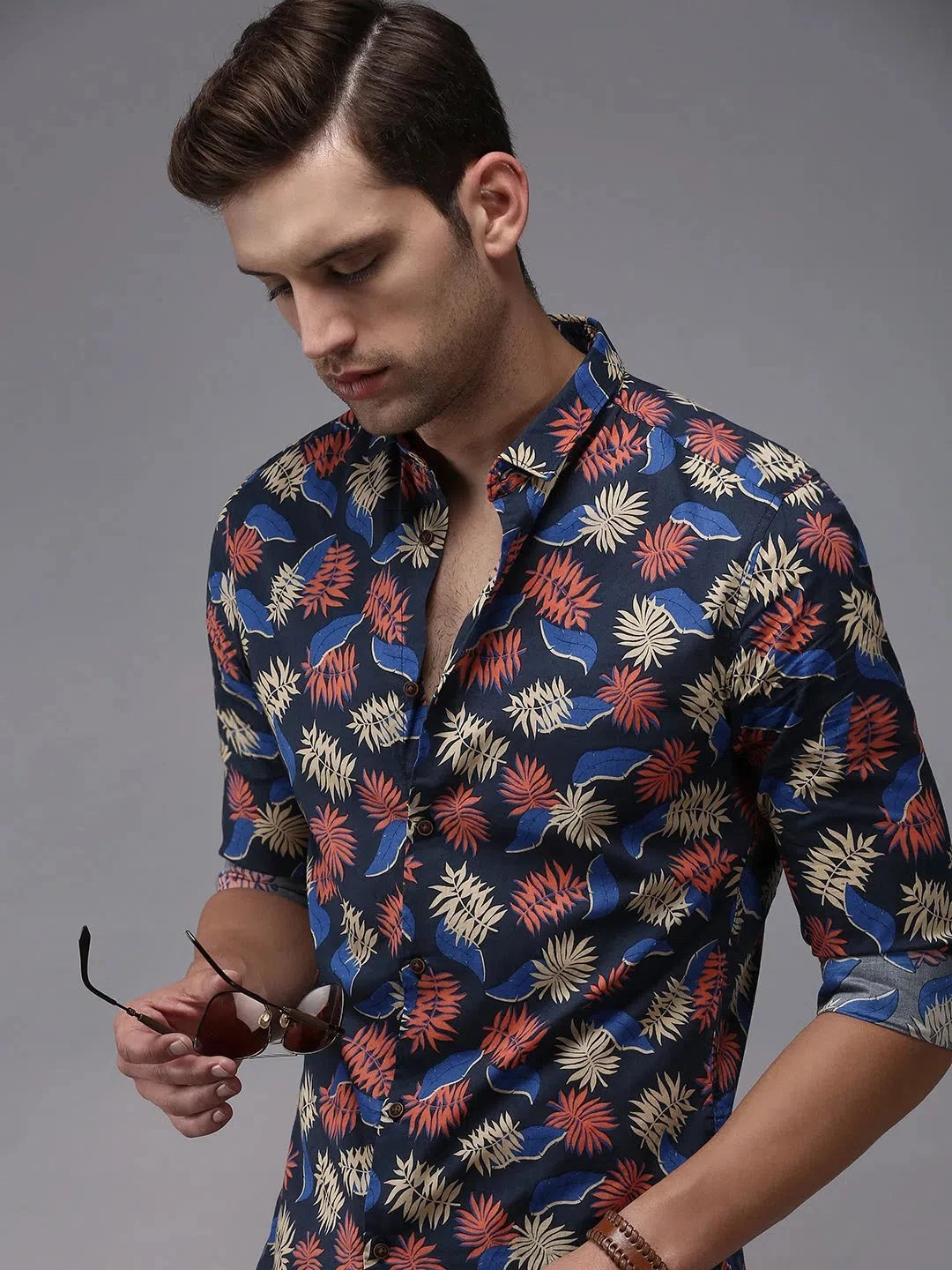 Stylish Blue Printed Mens Shirt - Casual Cotton Shirt | DesiQlo