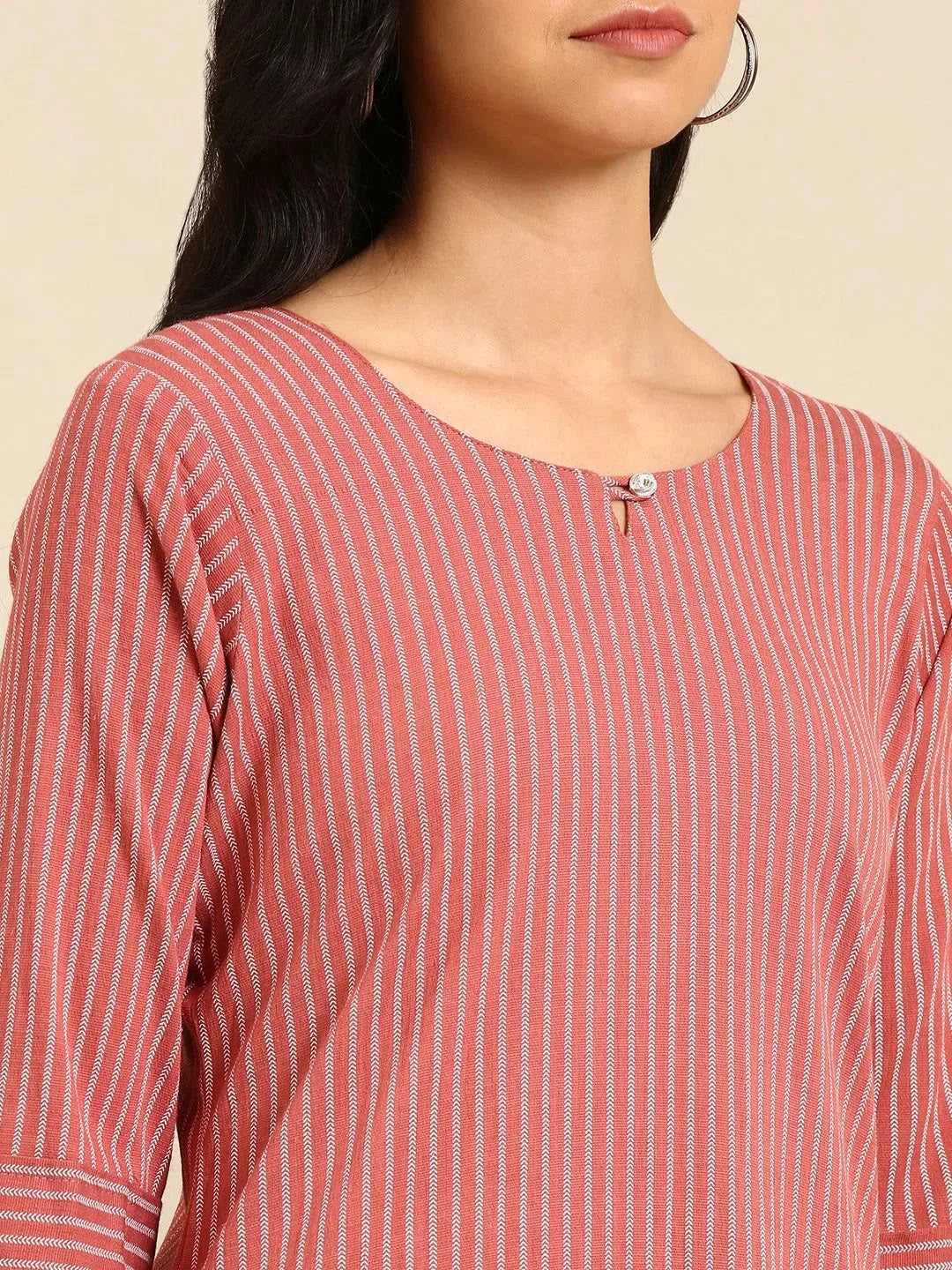 Purple Striped Cotton Kurta Set | Women's Indian Kurta Sets