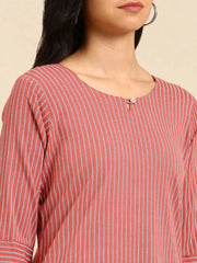 Women's Purple Striped Kurta SetKC-853-Mauve