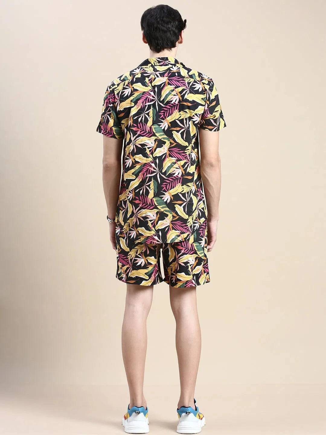 Black Printed Mens Co Ord Sets - Casual Two Piece Sets for Men