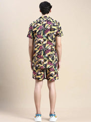 Men Black Printed Casual Co ord Set-AM-90-90-Black
